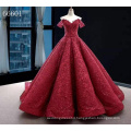 Jancember RSM66601 Red Off Shoulder Formal Applique Luxury Evening Dress Gown